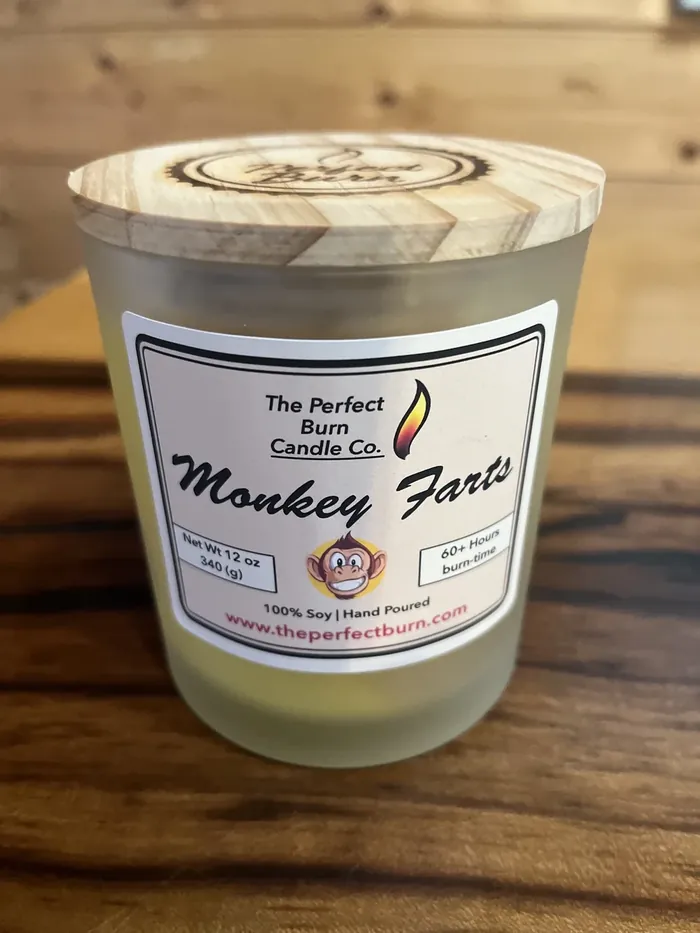 Monkey Farts candle, poured