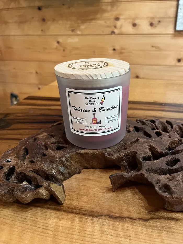 Tobacco & Bourbon candle, poured